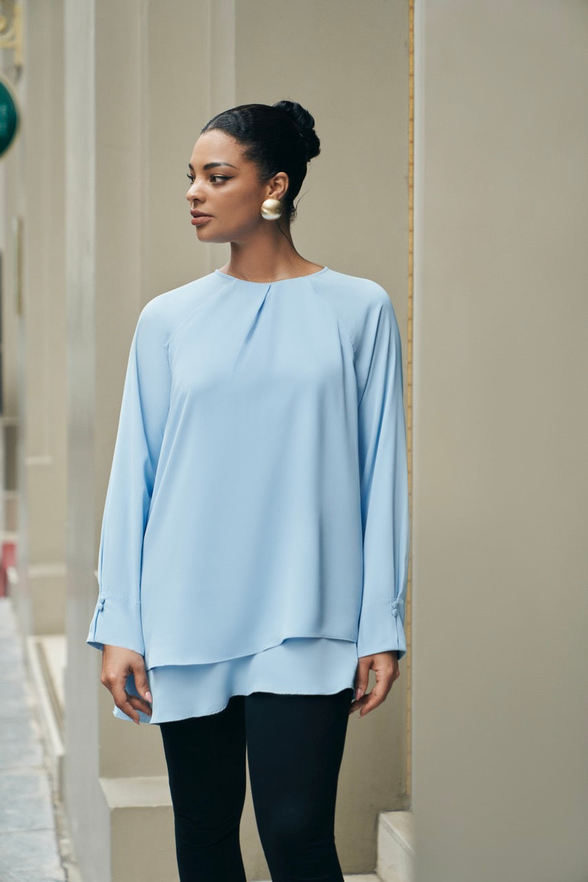 Bilbao Tunic- Sky Blue Shirts & Tops Ameera Modest Wear 