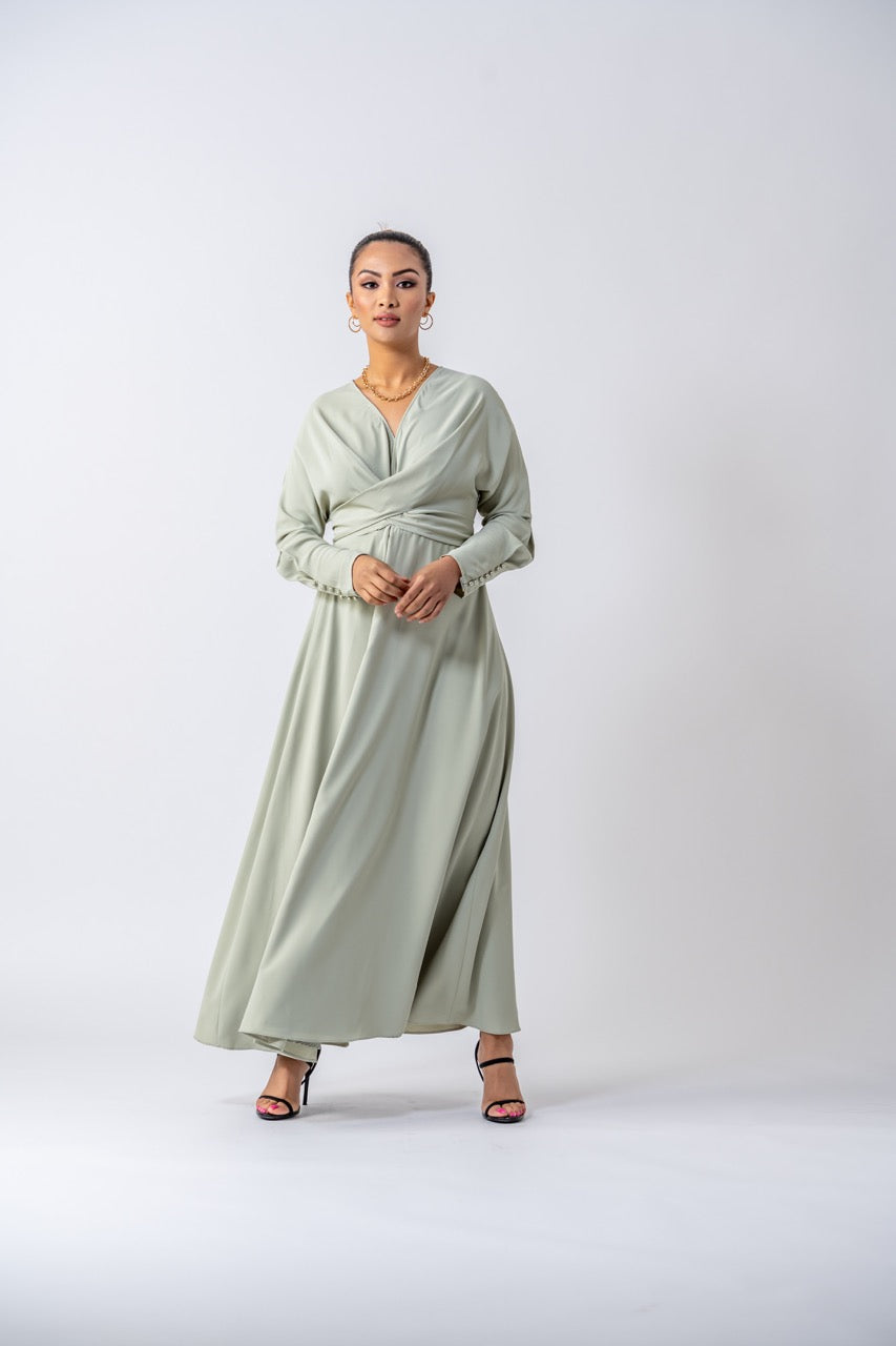 Tuscany Maxi Dress- Sage Green Ameera Modest Wear 