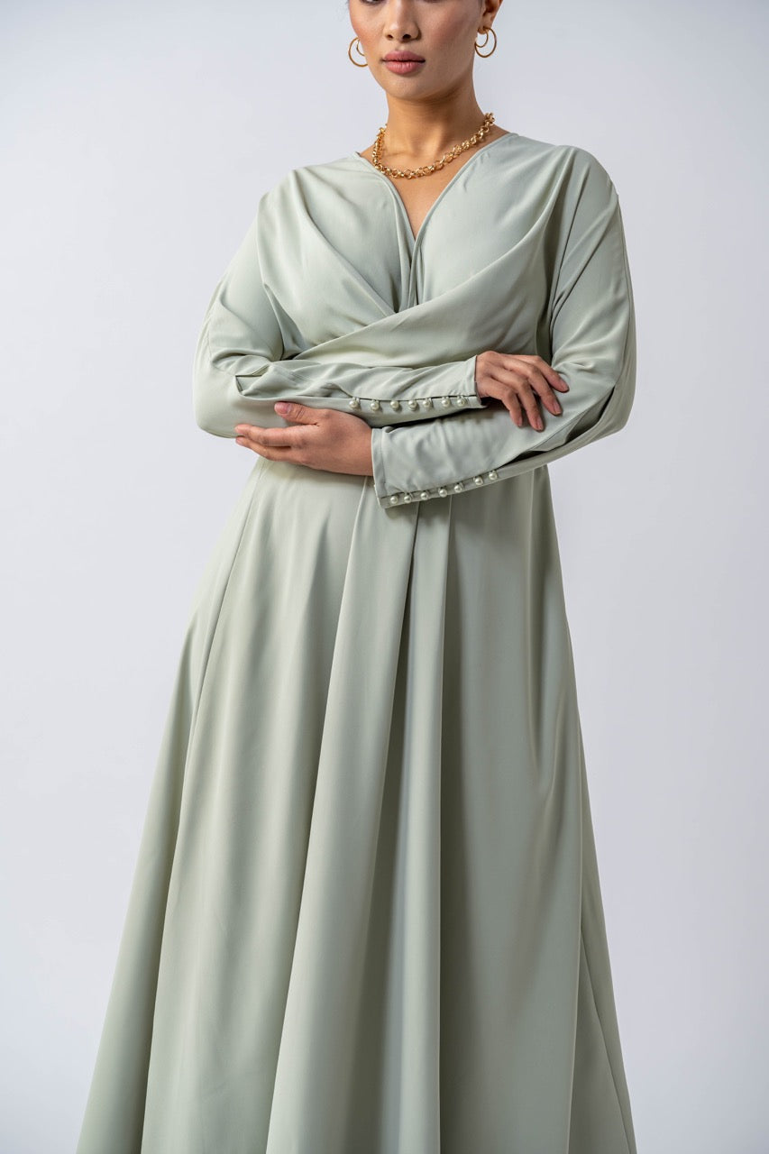 Tuscany Maxi Dress- Sage Green Ameera Modest Wear 