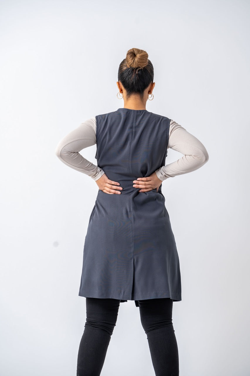 Lima Wrap Maxi Vest- Charcoal Grey Ameera Modest Wear 