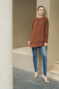 Thumbnail for Bilbao Tunic- Brown Shirts & Tops Ameera Modest Wear 