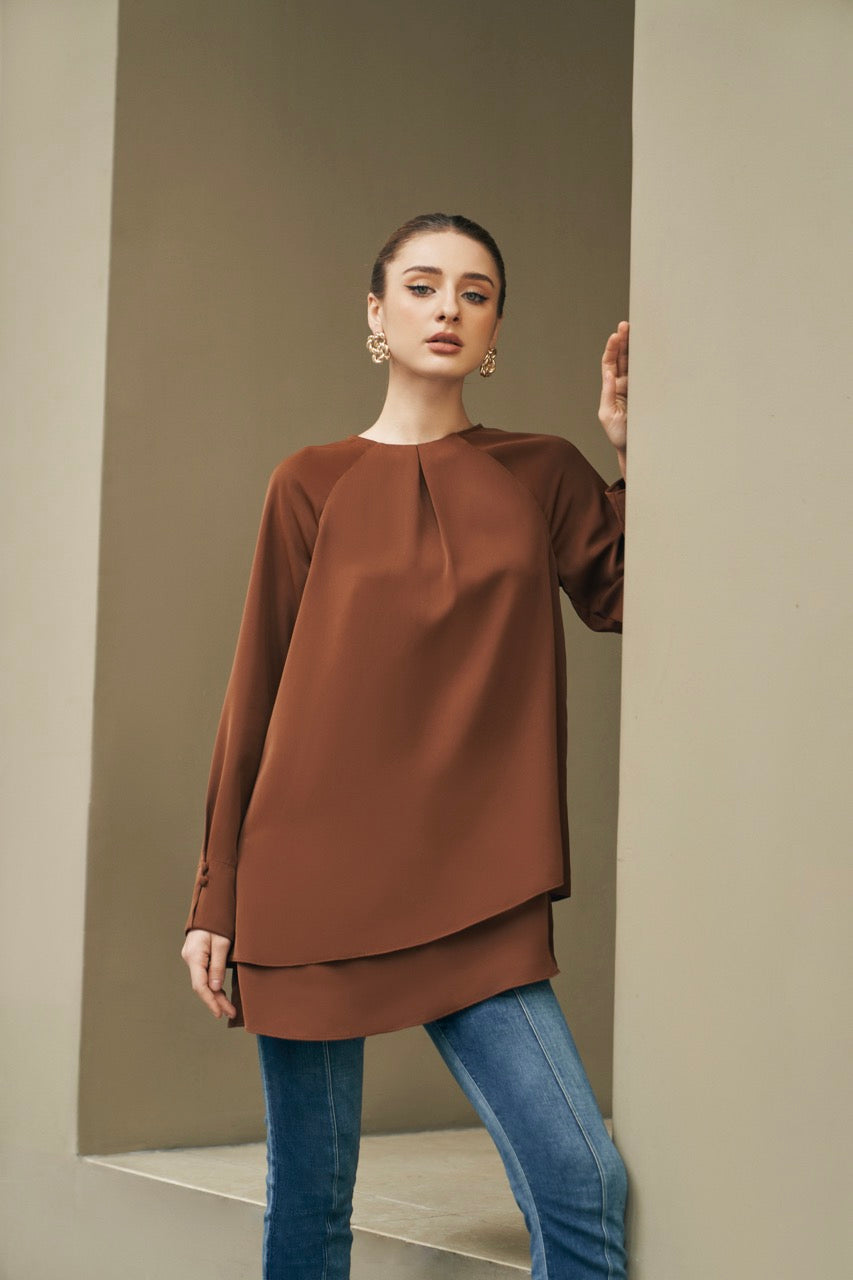 Bilbao Tunic- Brown Shirts & Tops Ameera Modest Wear 