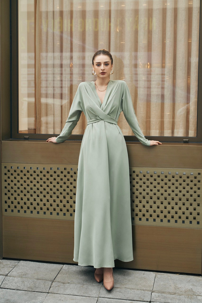 Tuscany Maxi Dress - Sage Green Ameera Modest Wear Tuscany Maxi Dress - Sage Green Ameera Modest Wear