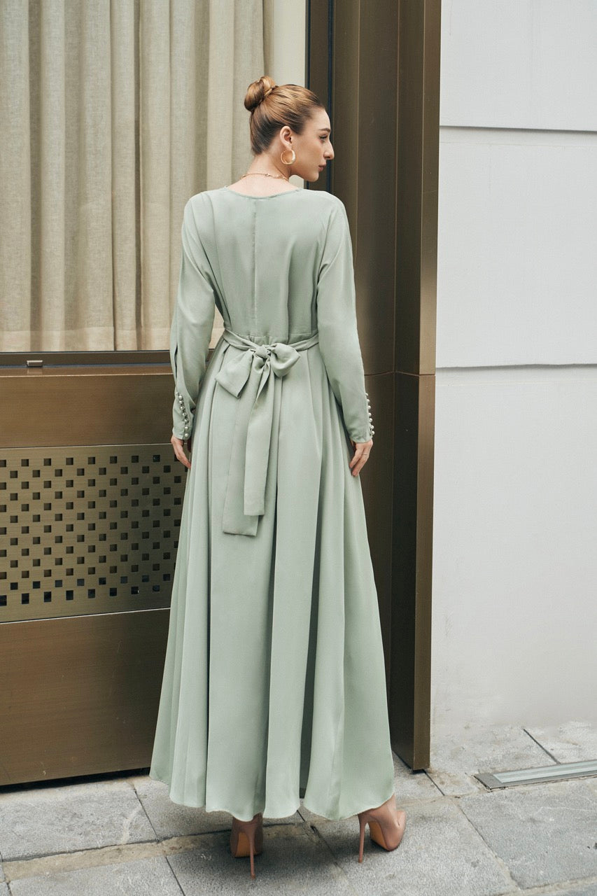 Tuscany Maxi Dress - Sage Green Ameera Modest Wear Tuscany Maxi Dress - Sage Green Ameera Modest Wear