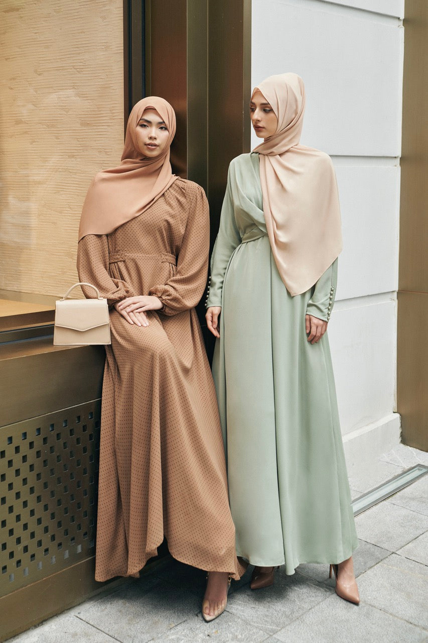 Florence Chiffon Maxi Dress- Polkadot Dresses Ameera Modest Wear 