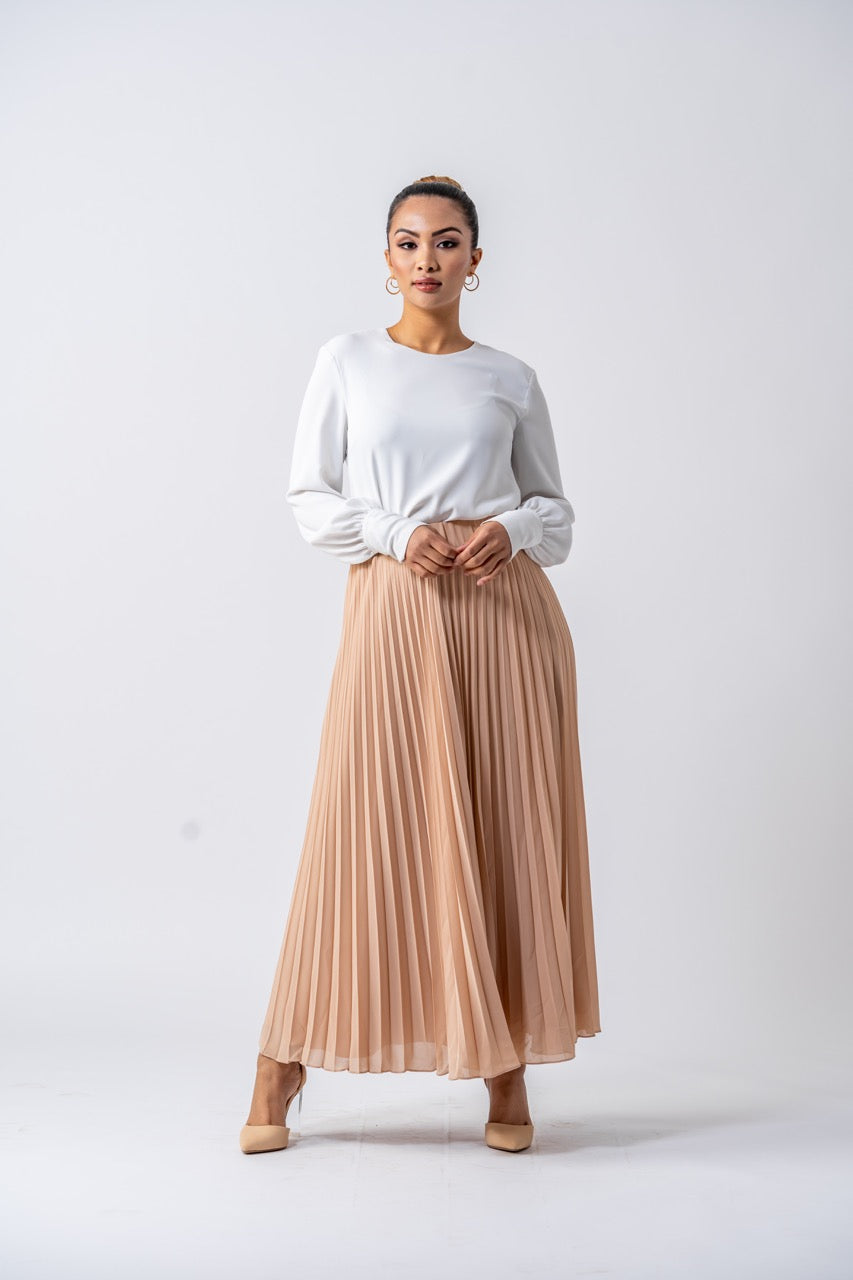 Sydney Chiffon Maxi Skirt- Warm Beige Ameera Modest Wear 