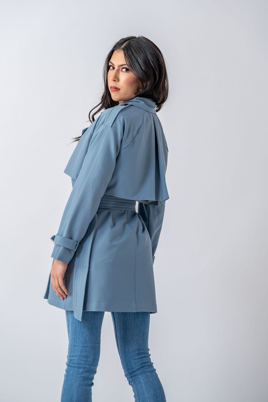 Sienna Premium Trench Coat- Ice blue Ameera Modest Wear 