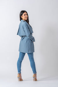 Thumbnail for Sienna Premium Trench Coat- Ice blue Ameera Modest Wear 