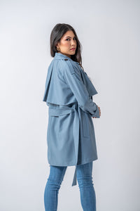 Thumbnail for Sienna Premium Trench Coat- Ice blue Ameera Modest Wear 