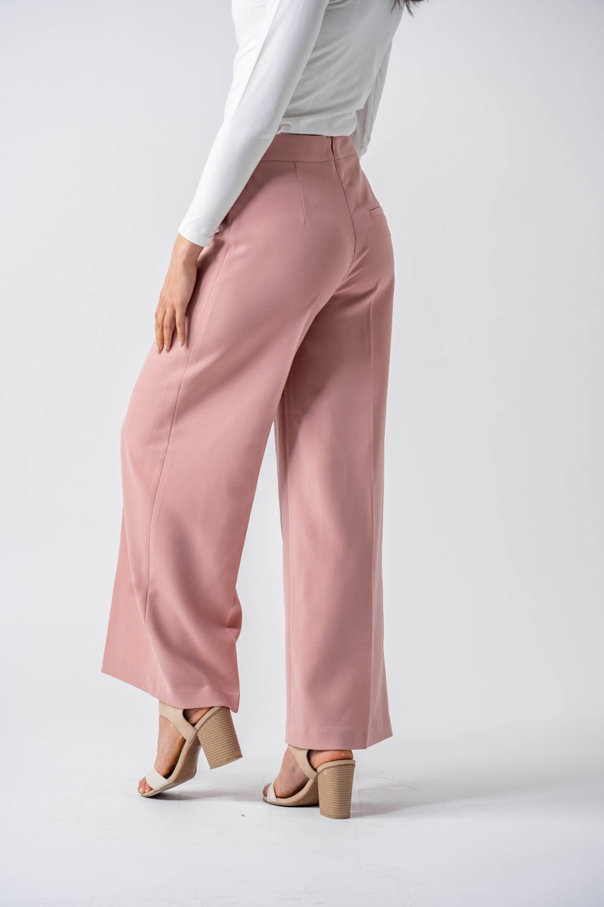 Solid Longline Top & Flared Pleated Trouser Modest Set