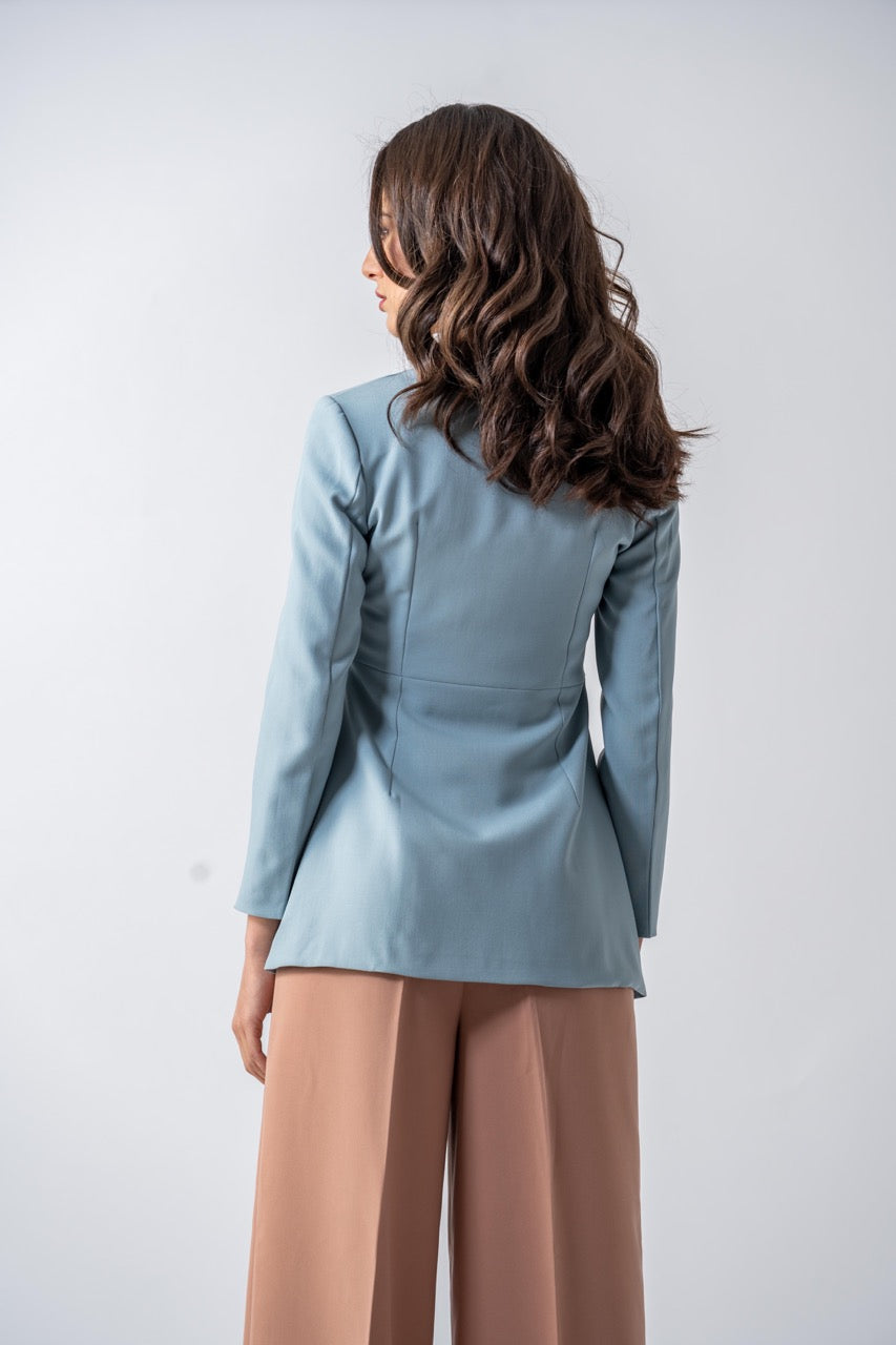 Valencia Long Sleeves Blouse- Frost Blue Ameera Modest Wear 