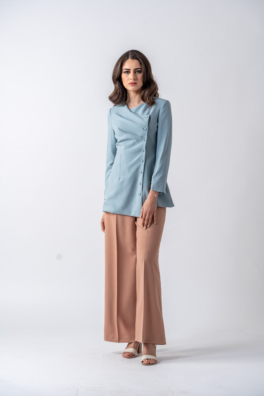 Valencia Long Sleeves Blouse- Frost Blue Ameera Modest Wear 