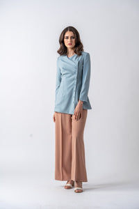 Thumbnail for Valencia Long Sleeves Blouse- Frost Blue Ameera Modest Wear 
