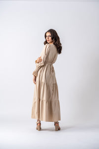 Thumbnail for Santorini Linen Maxi Dress- Sand Apparel & Accessories Ameera Modest Wear 