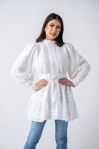 Thumbnail for Algarve Cotton Lace Tunic- Snow White Ameera Modest Wear 