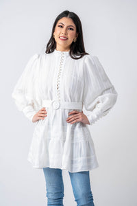Thumbnail for Algarve Cotton Lace Tunic- Snow White Ameera Modest Wear 
