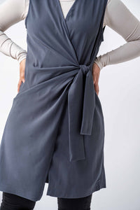Thumbnail for Lima Wrap Maxi Vest- Charcoal Grey Ameera Modest Wear 