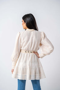 Thumbnail for Algarve Cotton Lace Tunic- Cosmic Latte Ameera Modest Wear 