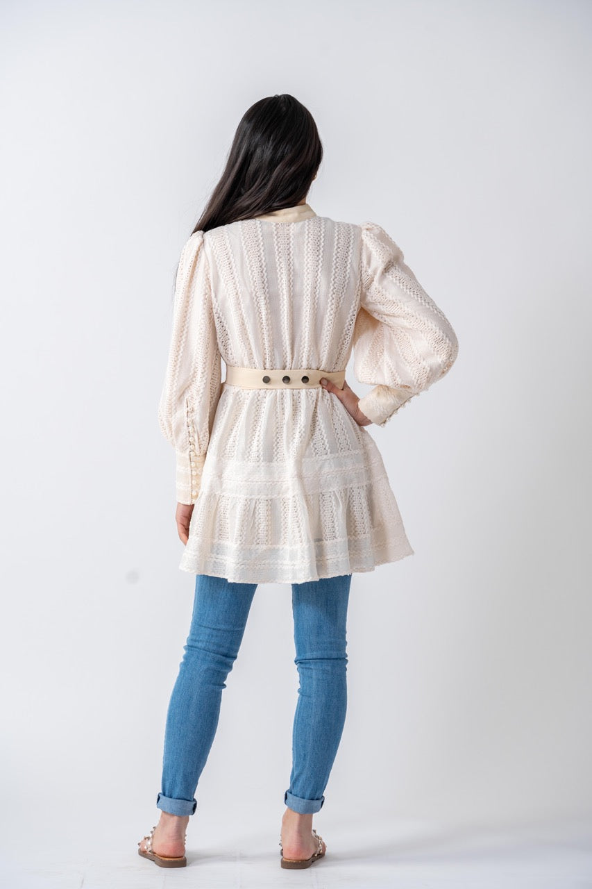Algarve Cotton Lace Tunic- Cosmic Latte Ameera Modest Wear 